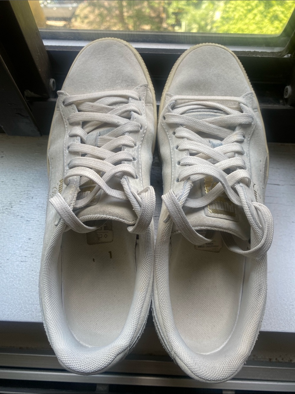 Puma White Suede Athletic Sneakers